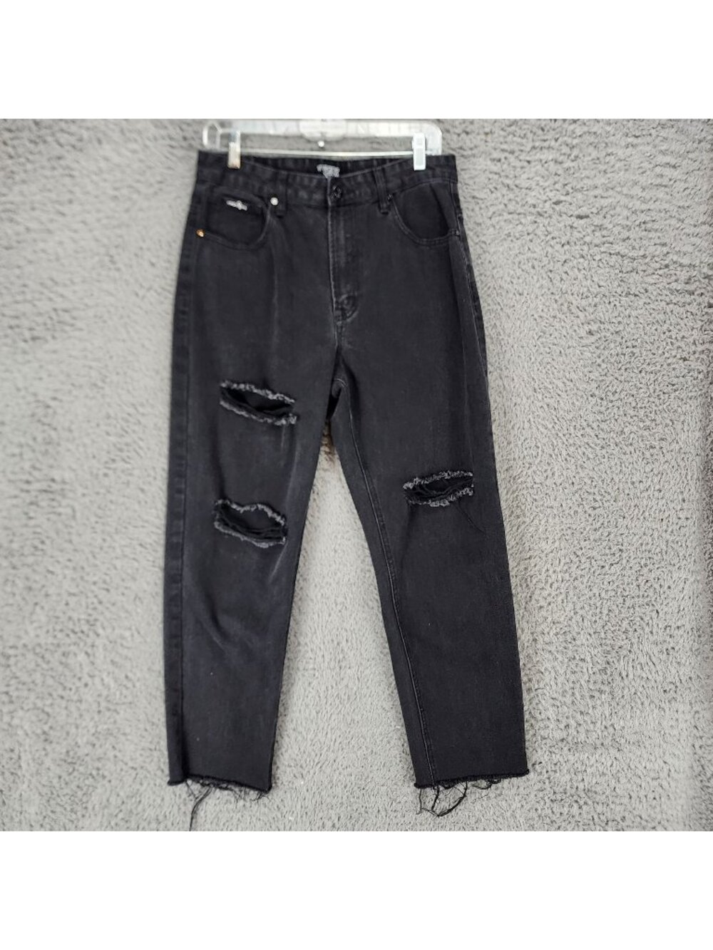 Insane Gene Jeans Womens 9 Black Stretch Denim Distressed Straight